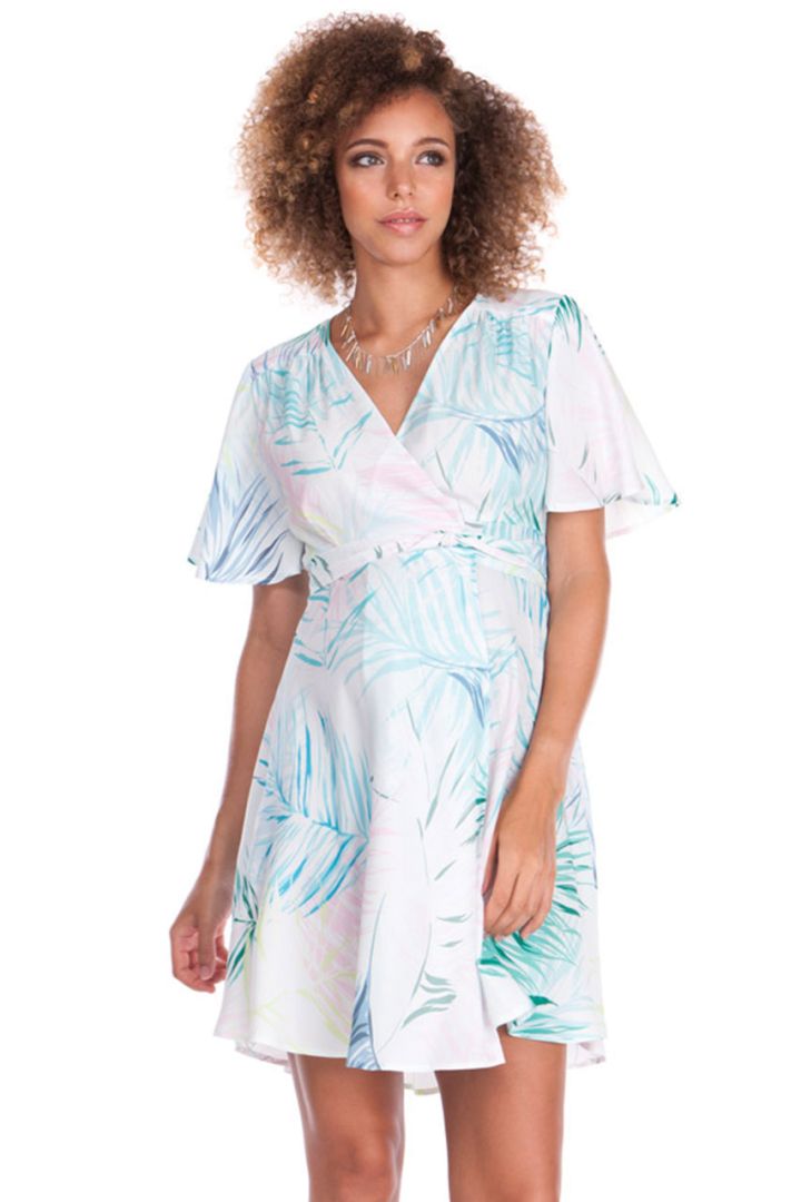 Umstandswickelkleid mit Palmen Print