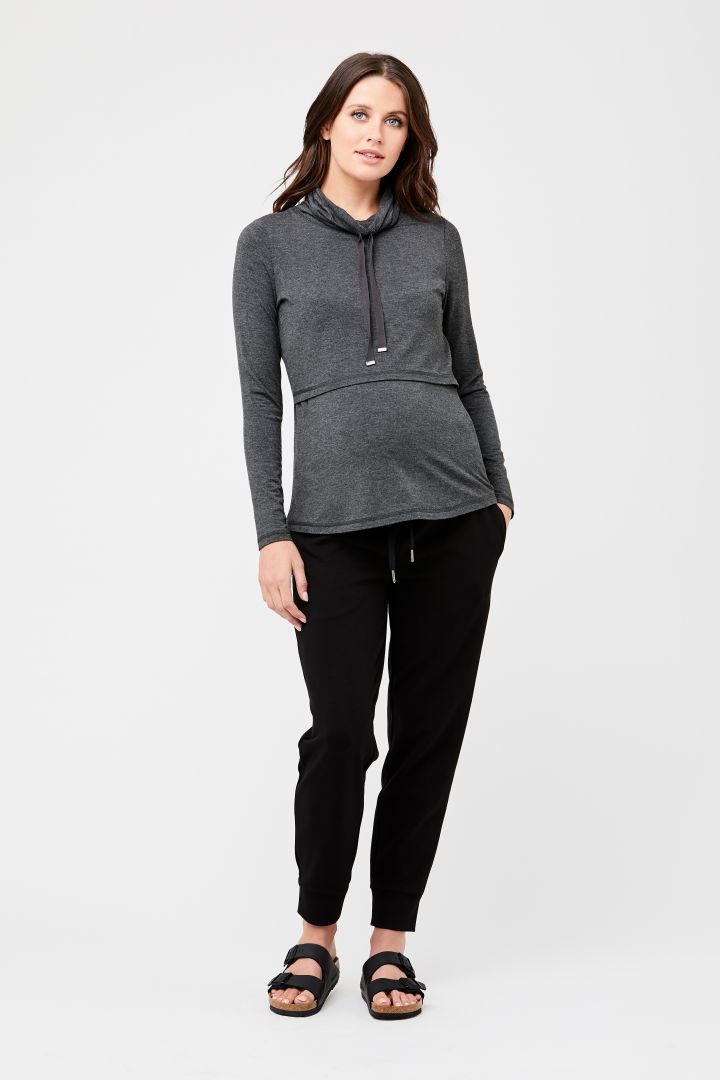Maternity and Nursing Hoodie with Zip Fastenings grey