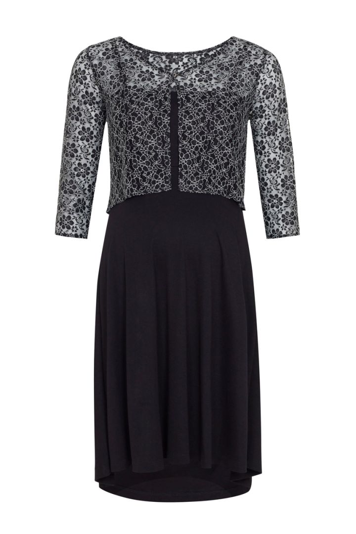 Maternity and nursing dress with lace bolero