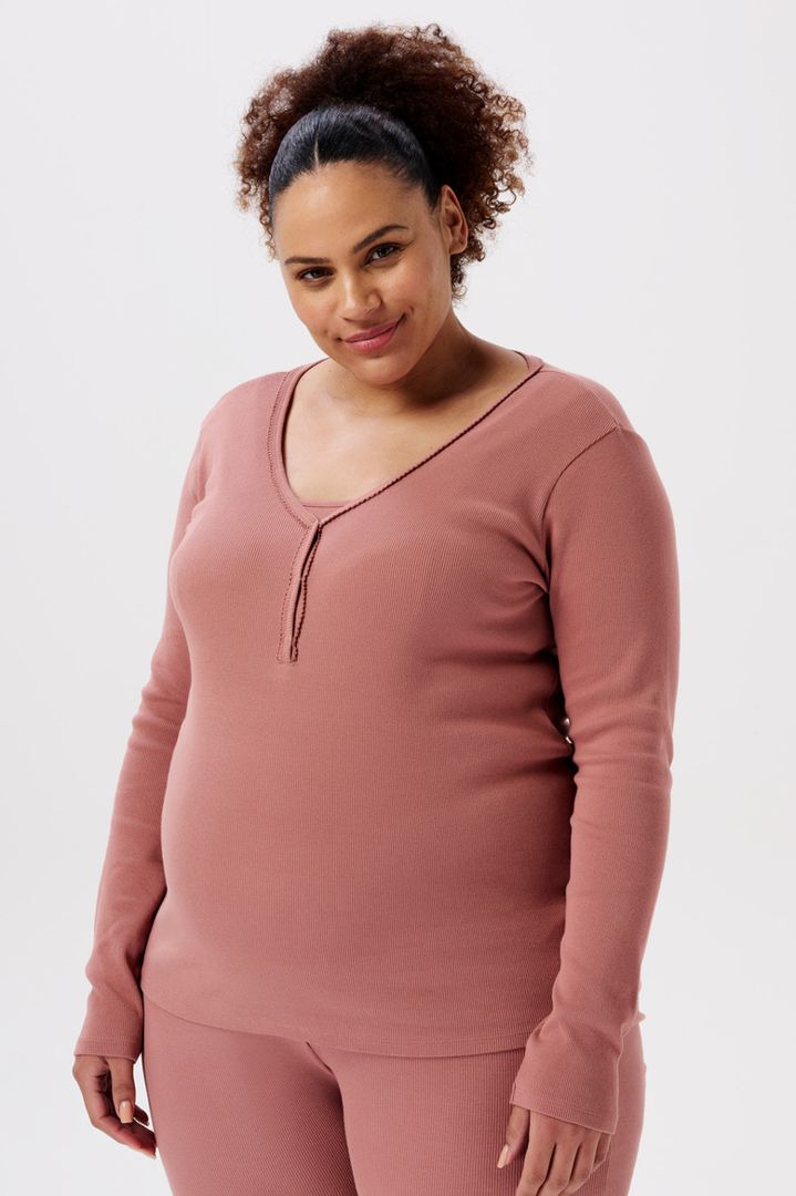 Organic Ripp Umstands- und Stillshirt langarm light terracotta