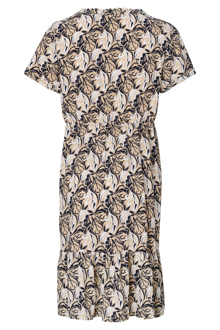 Maternity and Nursing Dress with Leaves Print