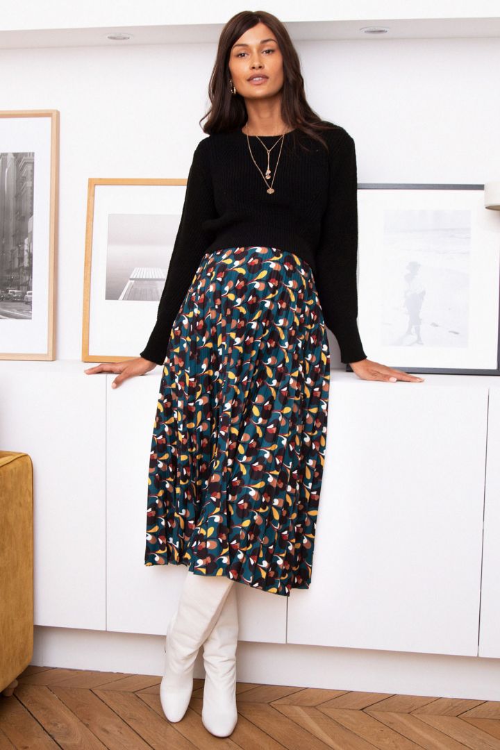 Umstands-Faltenrock mit elastischer Taille