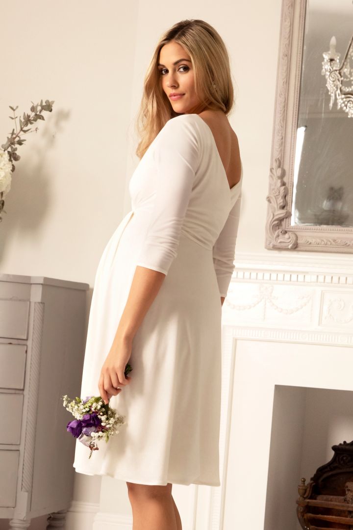 Maternity Wedding Dress with Cache Coeur Neckline