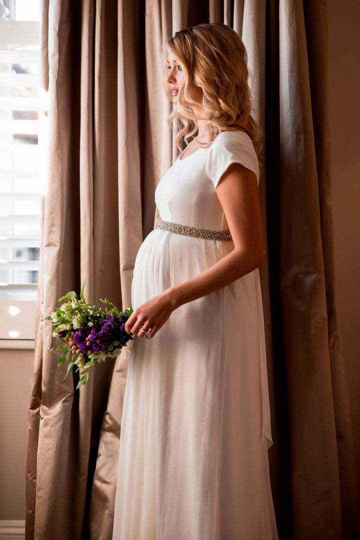 Maternity Wedding Dress in Silk Chiffon, Long