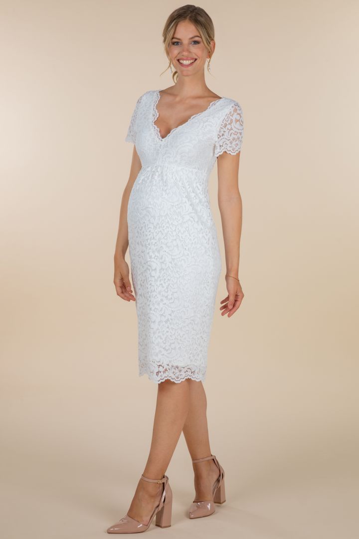 V-Neck Umstandsbrautkleid mit Rückenausschnitt