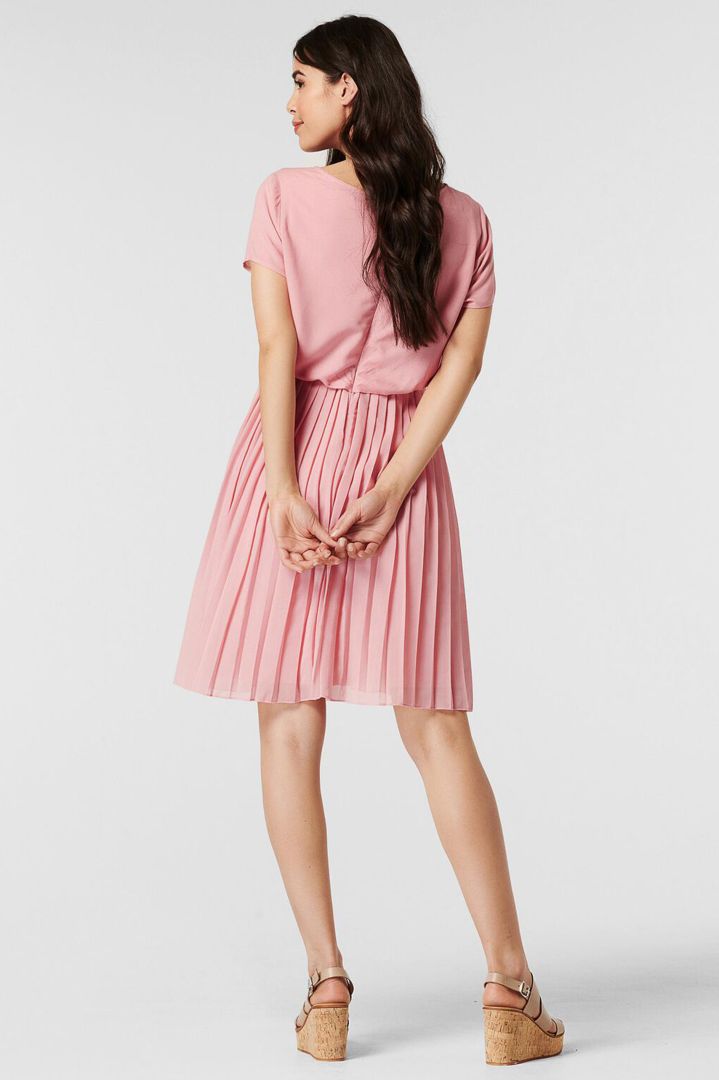 Pleated Maternity and Nursing Dress rose