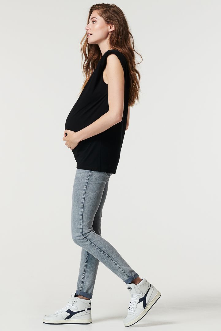 Organic Umstandsshirt mit Schulterpolster schwarz