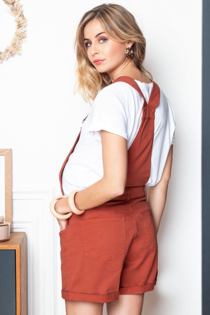 Kurze Umstands-Latzhose terracotta