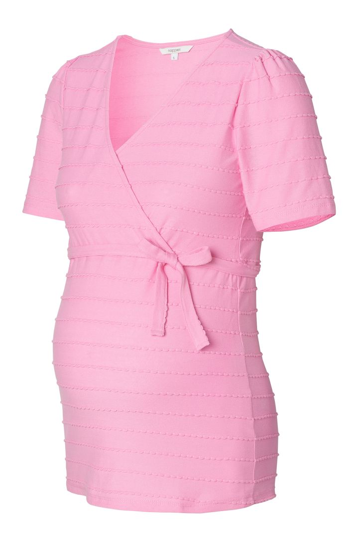 Umstands- und Stillshirt mit Bindegürtel berry