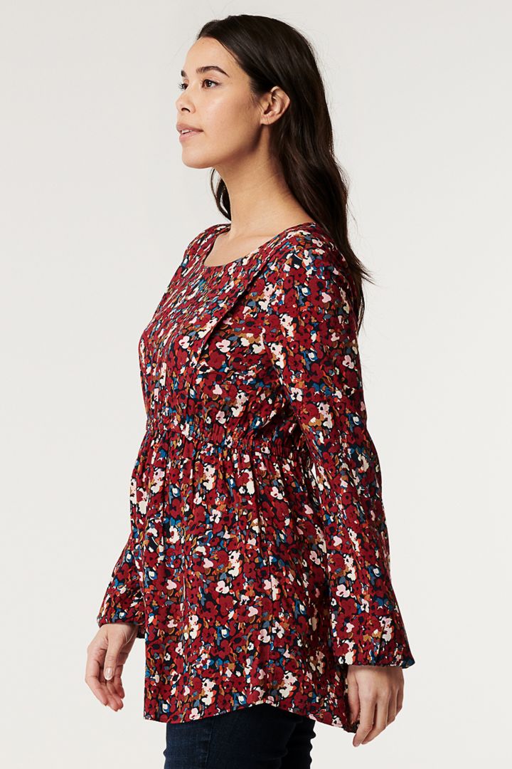 Maternity and Nursing Blouse with Flower Print