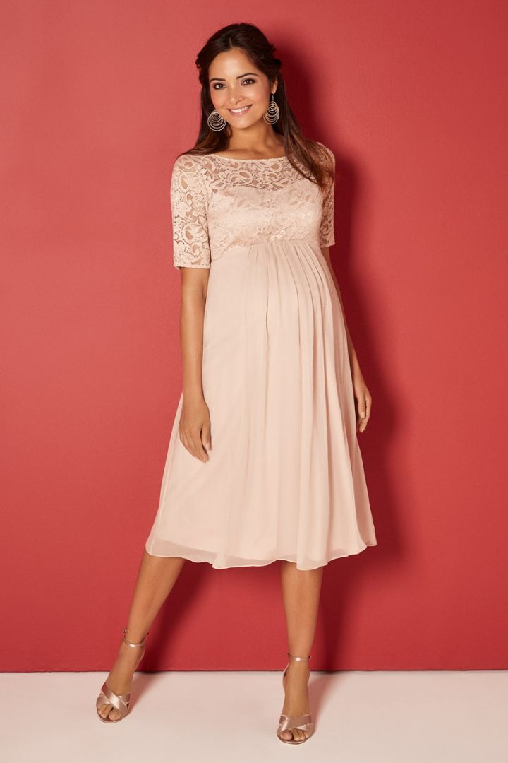 Festliches Umstandskleid mit Seidenrock hellrosa