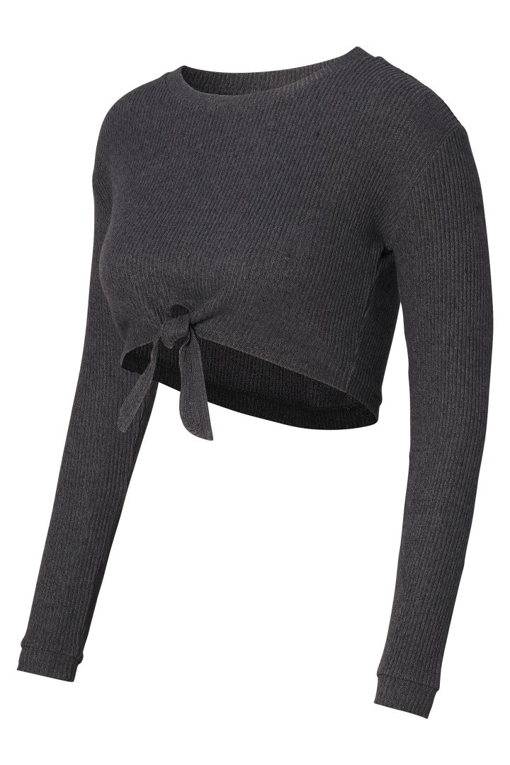 Ecovero Cropped Rib Maternity Shirt grey
