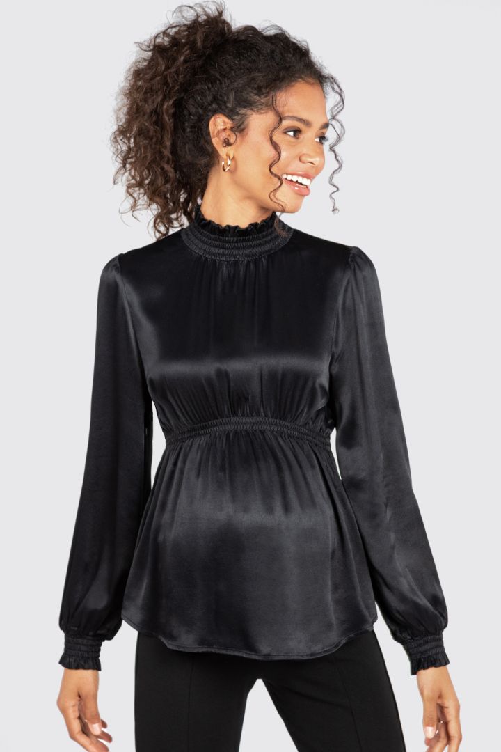 Umstands-Abendbluse mit Stehkragen