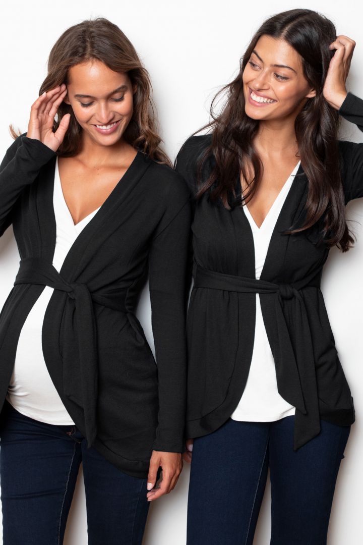 Maternity Cardigan with Tie Belt black