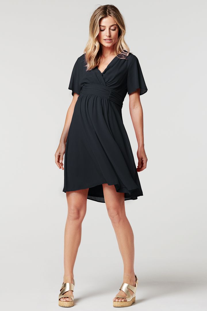 Eco Chiffon Maternity and Nursing Dress navy