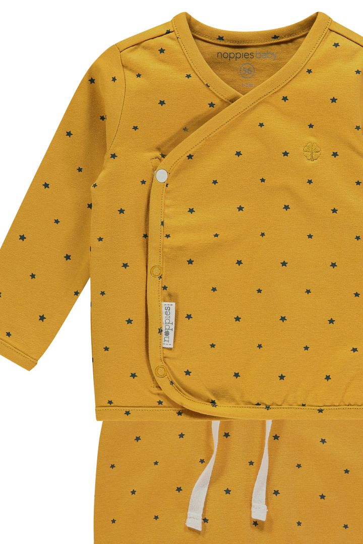 Zweiteiler Wickelshirt und Hose curry