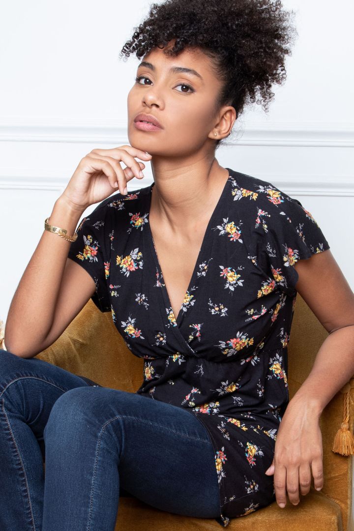 Umstands- und Stilltunika mit Blumen Print