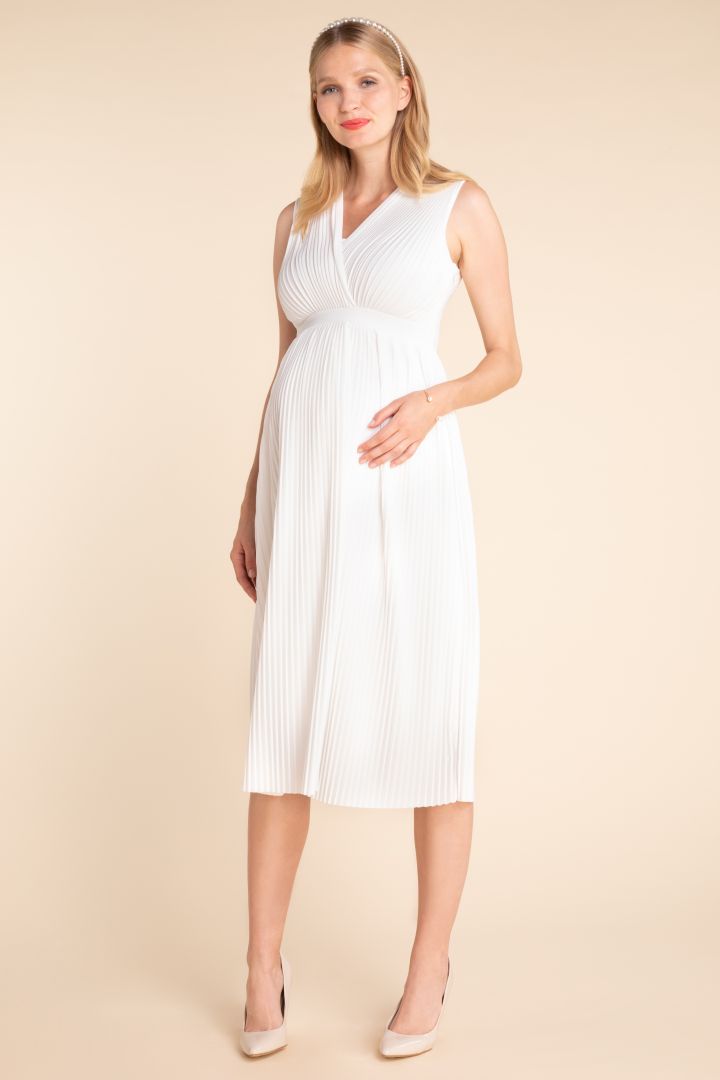 Midi Umstandsbrautkleid mit Plissees