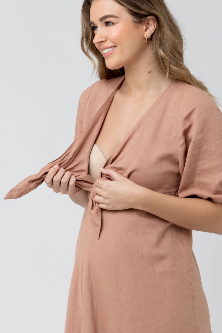 Midi Umstands- und Stillkleid zum Binden