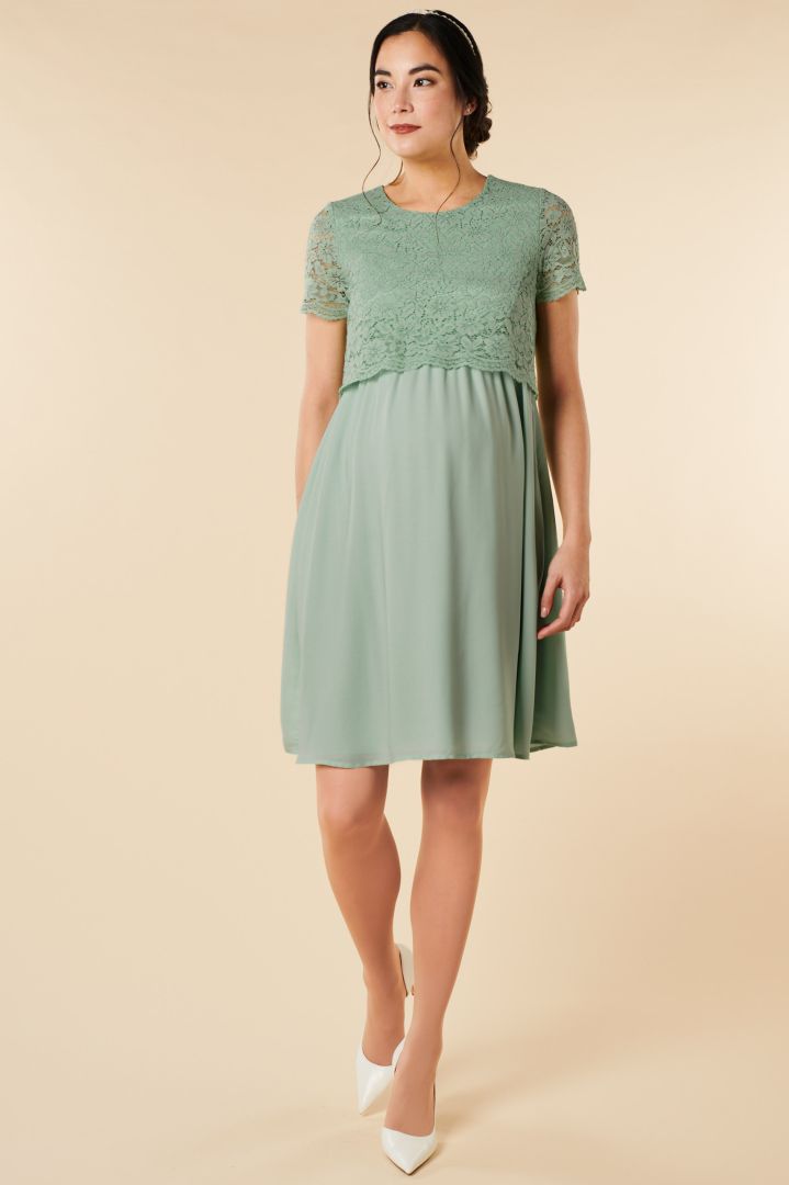 Festliches Umstands- und Stillkleid mit Spitze mint