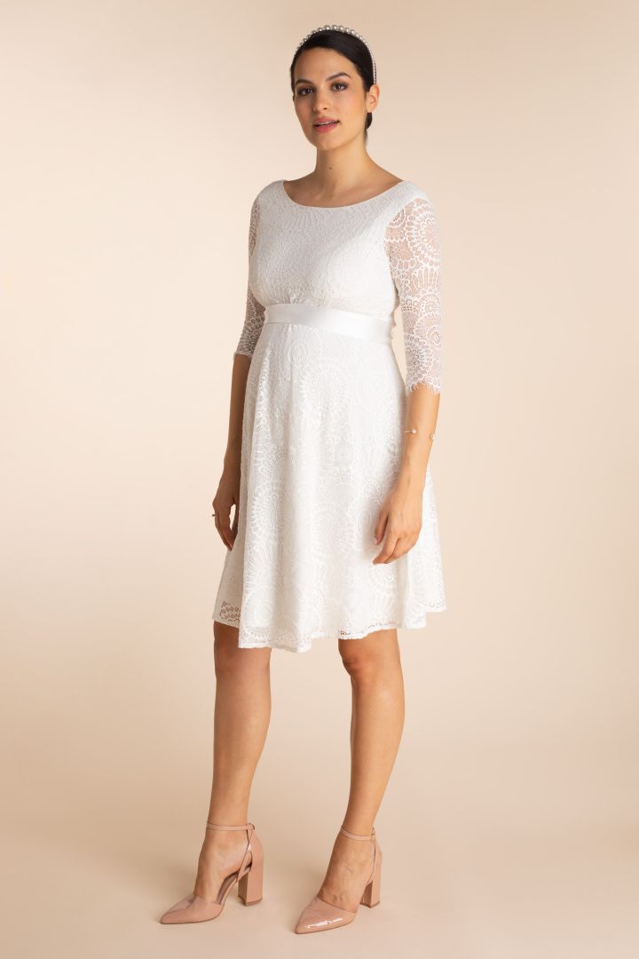 Plus Size A-Linie Umstandsbrautkleid mit Rückenausschnitt