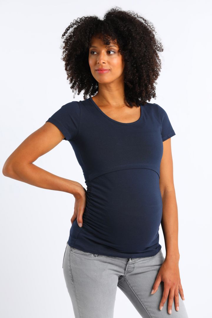 Umstands- und Stillshirt aus Bio-Baumwolle kurzarm navy