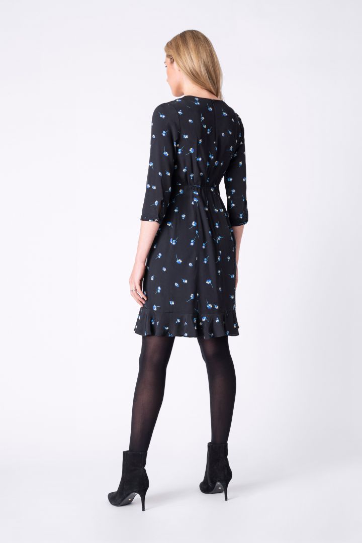 Maternity and nursing dress with flounce