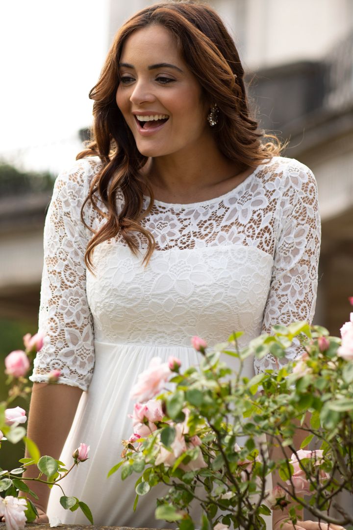 Umstandsbrautkleid mit Rückenausschnitt lang