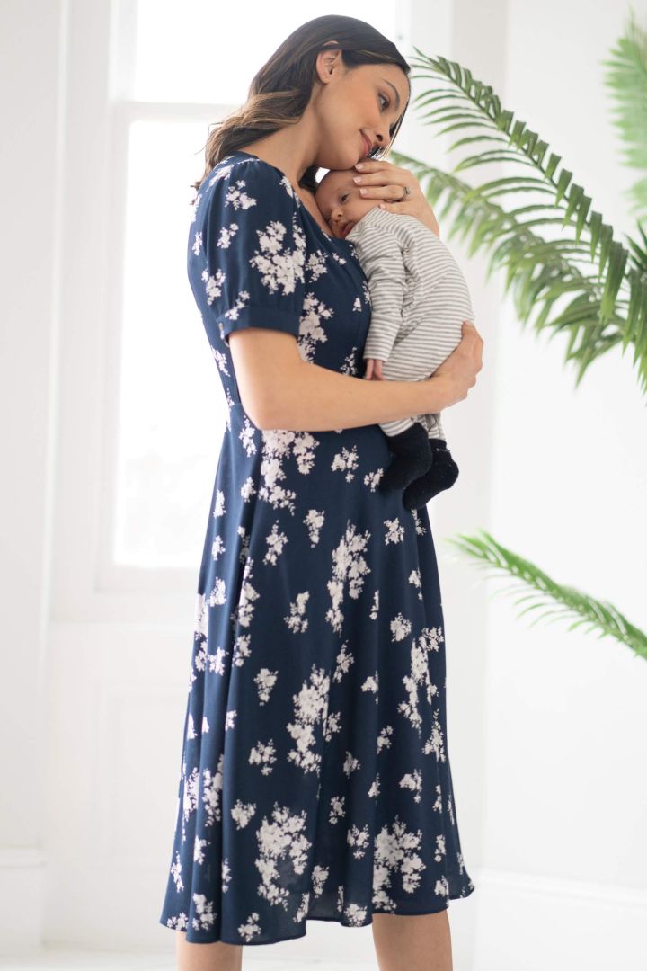 Maternity and Nursing Dress with Floral Print