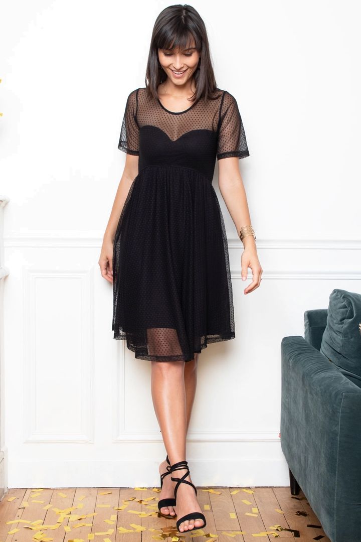 Kurzarm Umstandskleid mit Herzausschnitt