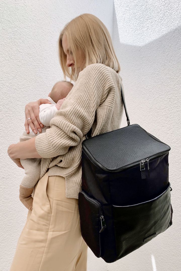 Storksak Wickelrucksack mit Leder und Hardware anthrazit