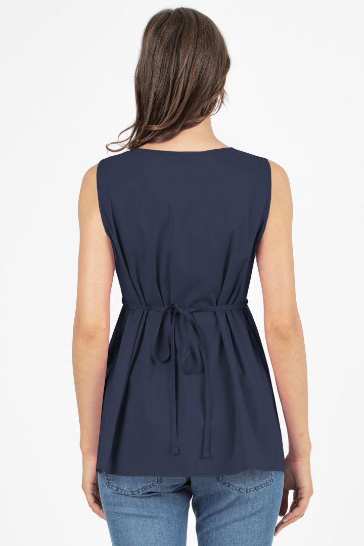 Umstands- und Stillbluse mit Bindegürtel navy
