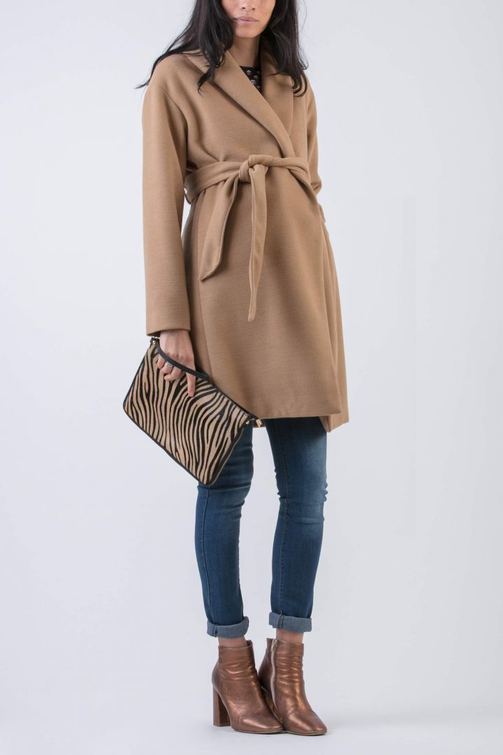 Maternity Coat with Shawl Collar camel