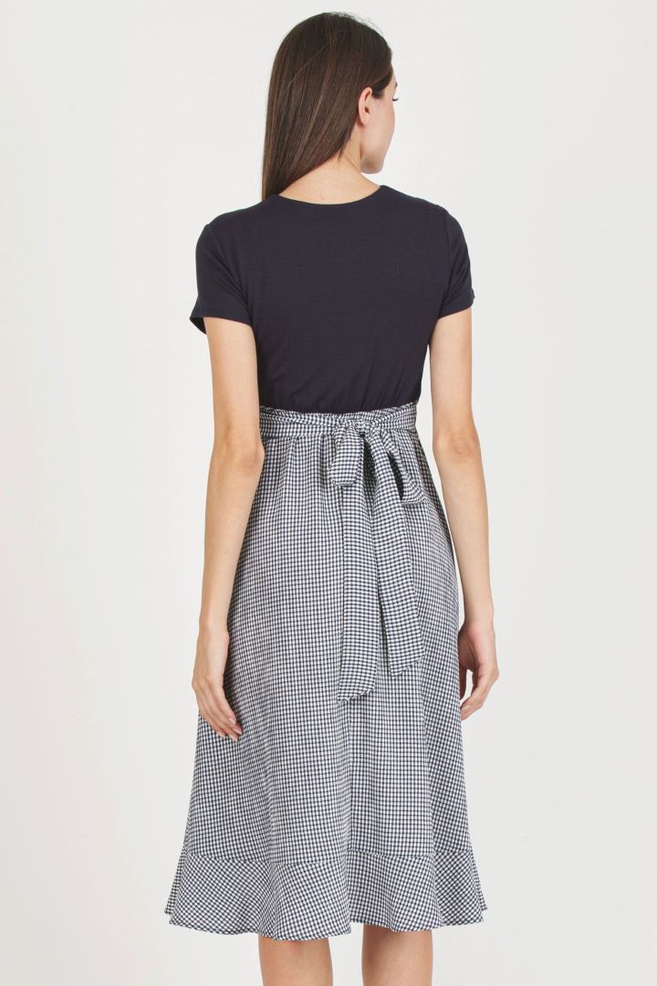 Materialmix Umstands- und Stillkleid Gingham