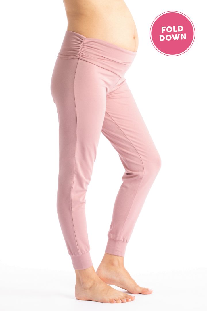 Organic Foldover Maternity Lounge and Pyjama Trousers pink