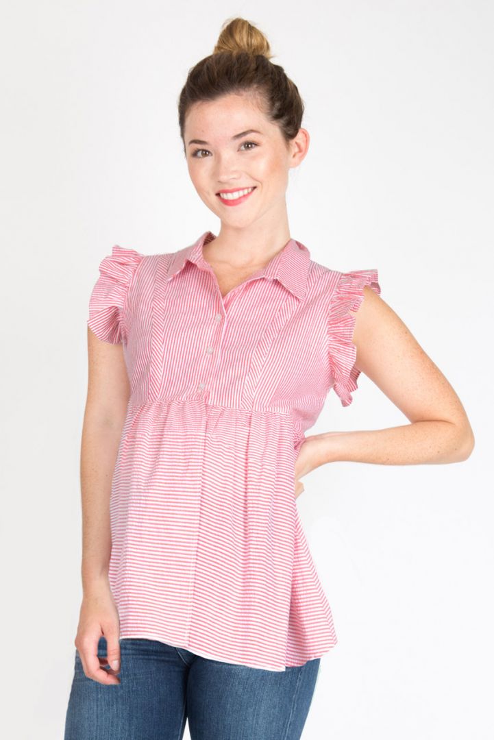 Seersucker Umstands- und Stillbluse