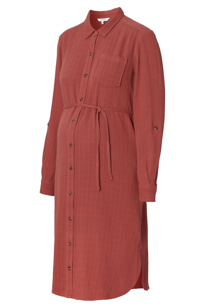 Musselin Umstands- und Still-Hemdblusenkleid terracotta