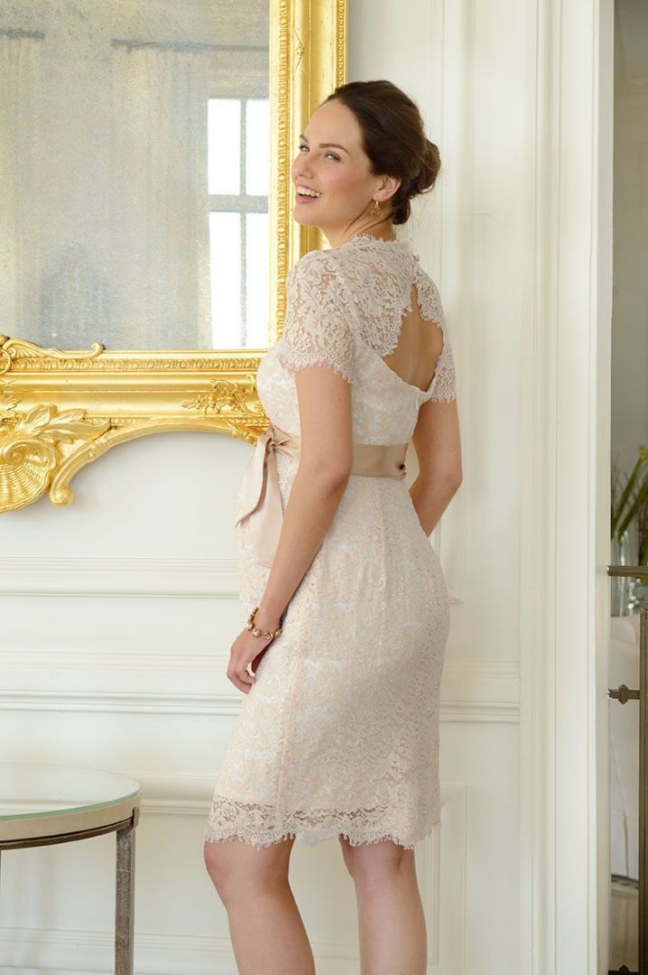 Spitzen Umstandskleid champagner