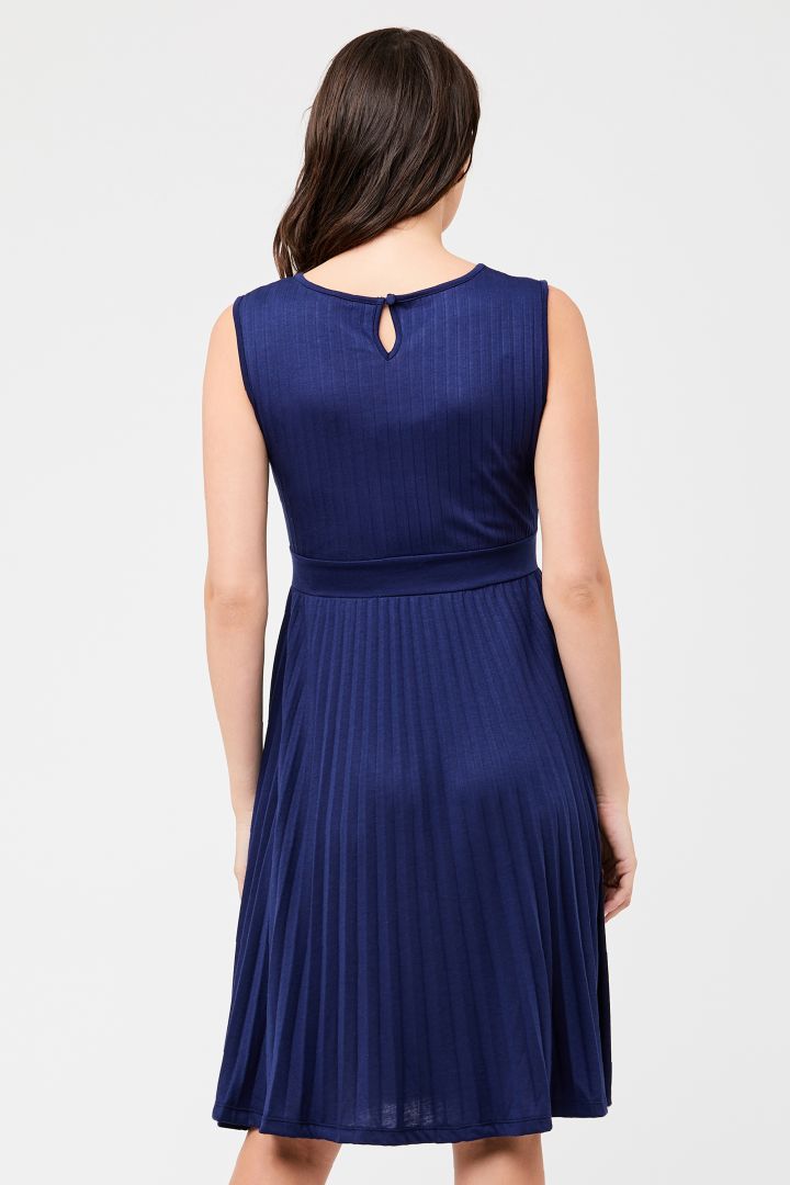 Umstandskleid mit Plisseefalten blau