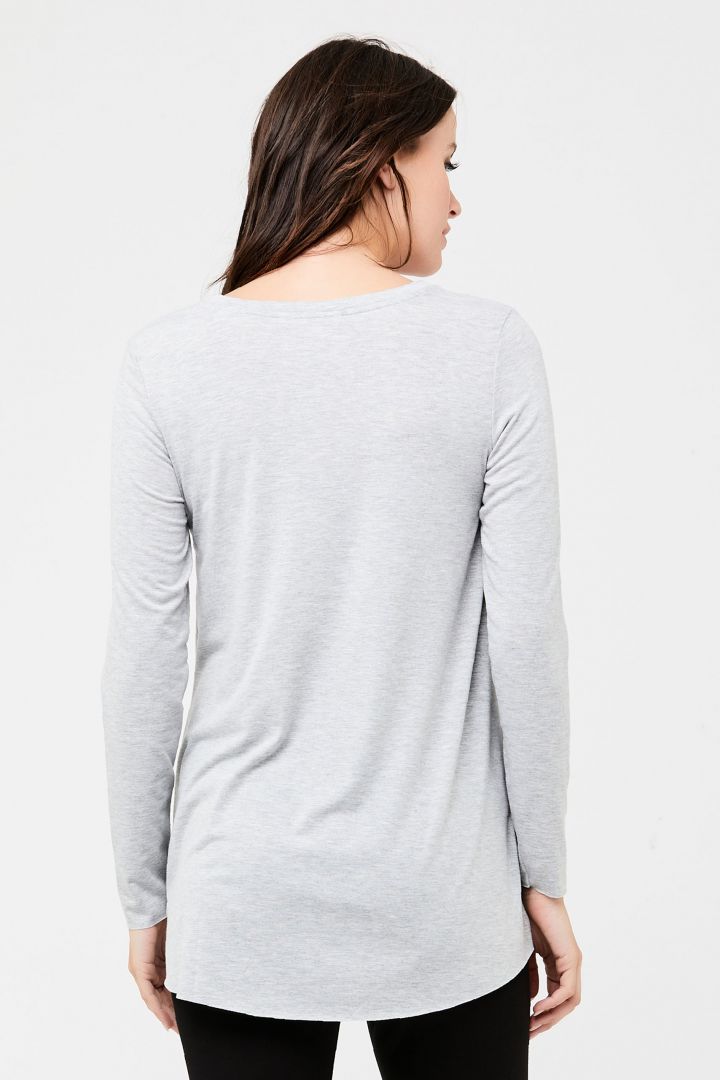 Raw Edge Langarm Umstands- und Stillshirt grau