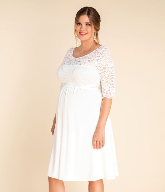 Plus Size Umstandsbrautkleid in A-Linie mit R&uuml;ckenausschnitt