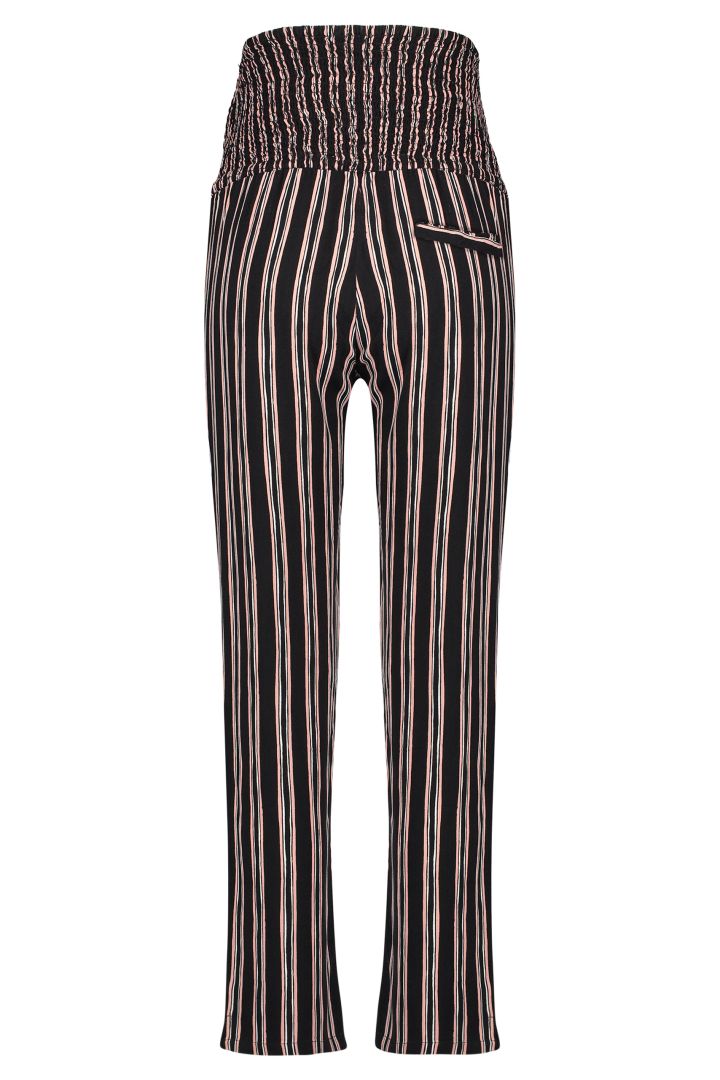 Striped Maternity Trousers with pleated Over-Bump Band black