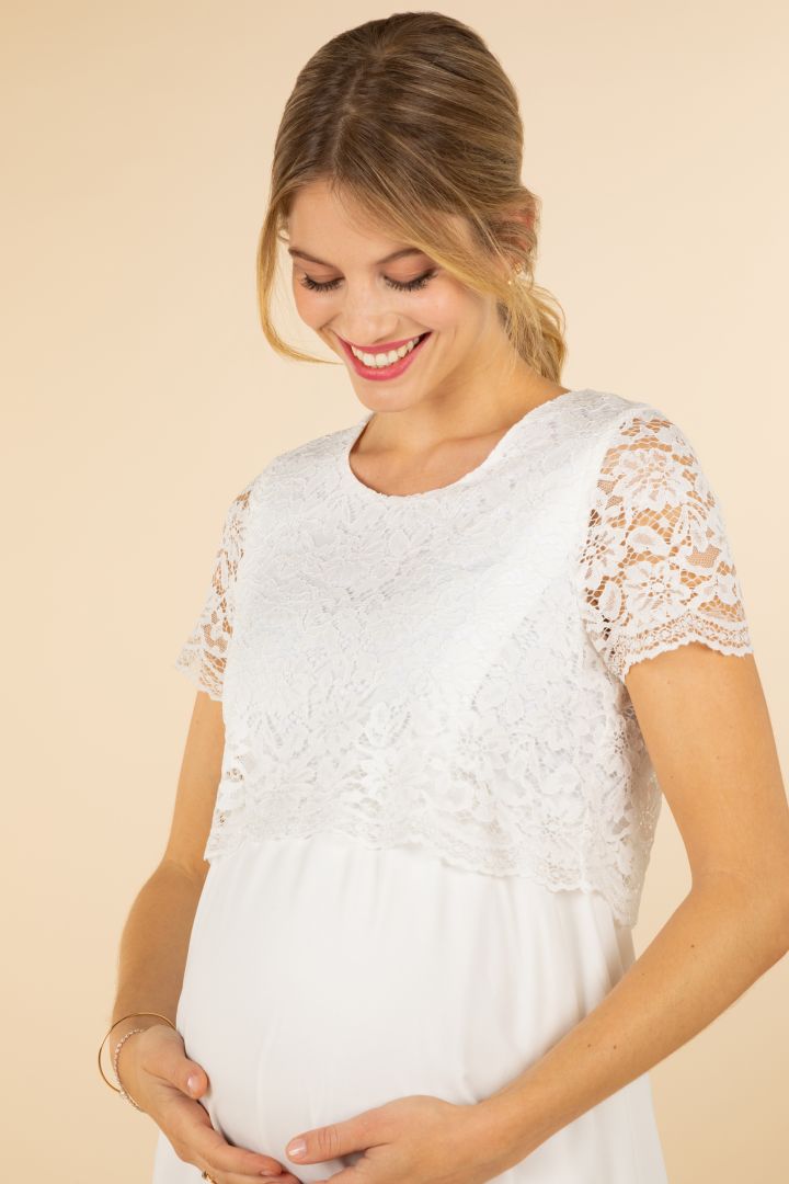 Umstands- und Stillbrautkleid mit Spitze