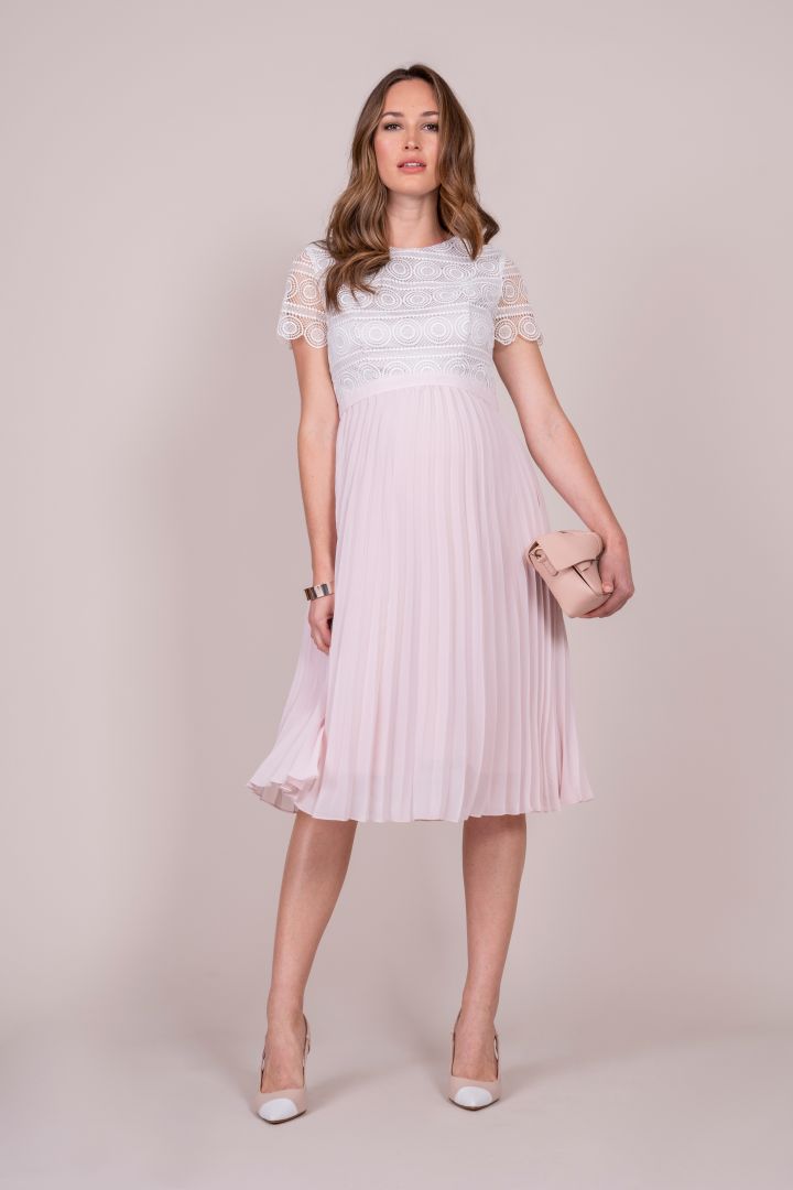 Umstandskleid mit Spitzenoberteil und Plisseerock