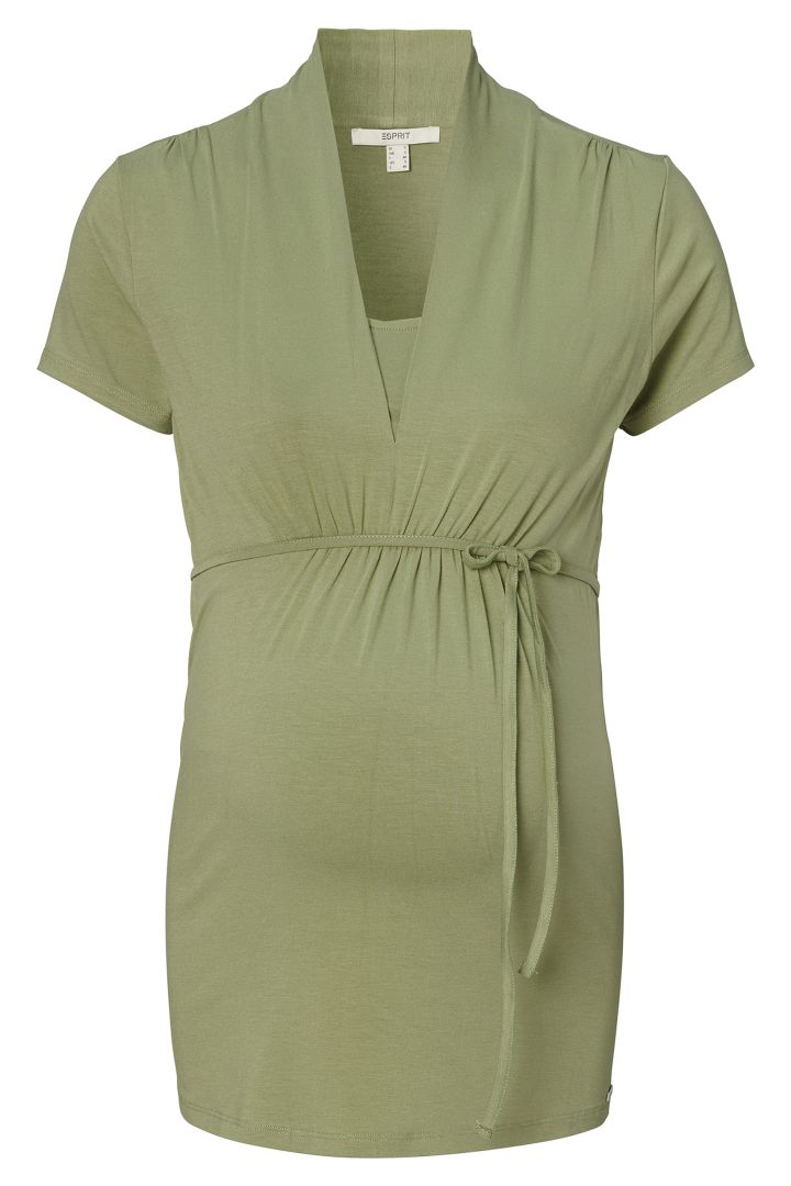 Ecovero Umstands- und Stillshirt mit Bindegürtel olive
