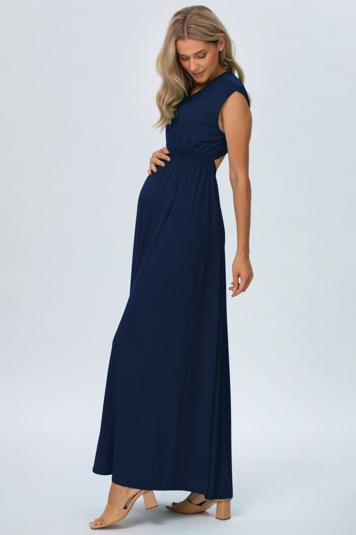 Maxi Umstandskleid mit Rückenausschnitt navy