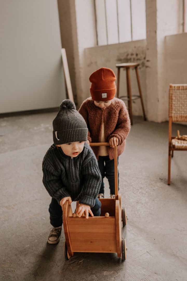 Rib Knit Boobl Hat with Merino Wool grey