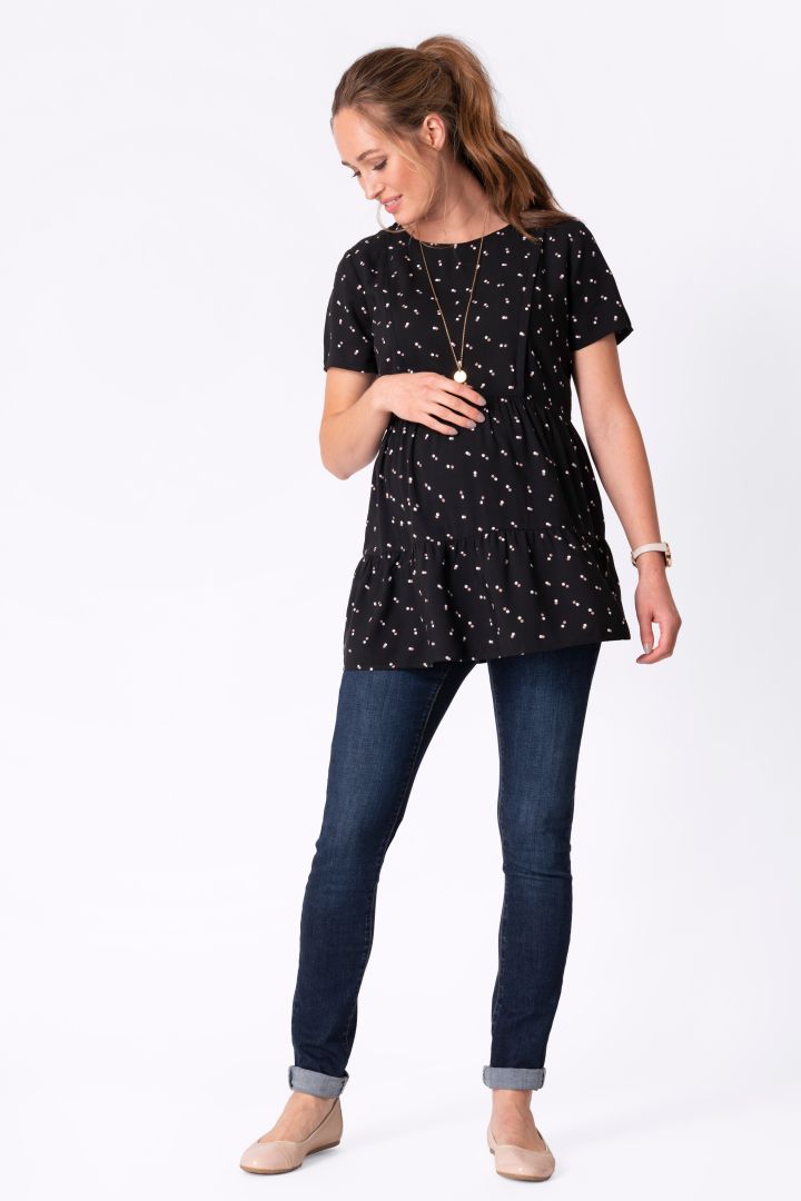 Maternity and Nursing Tunic with Frilled Hem