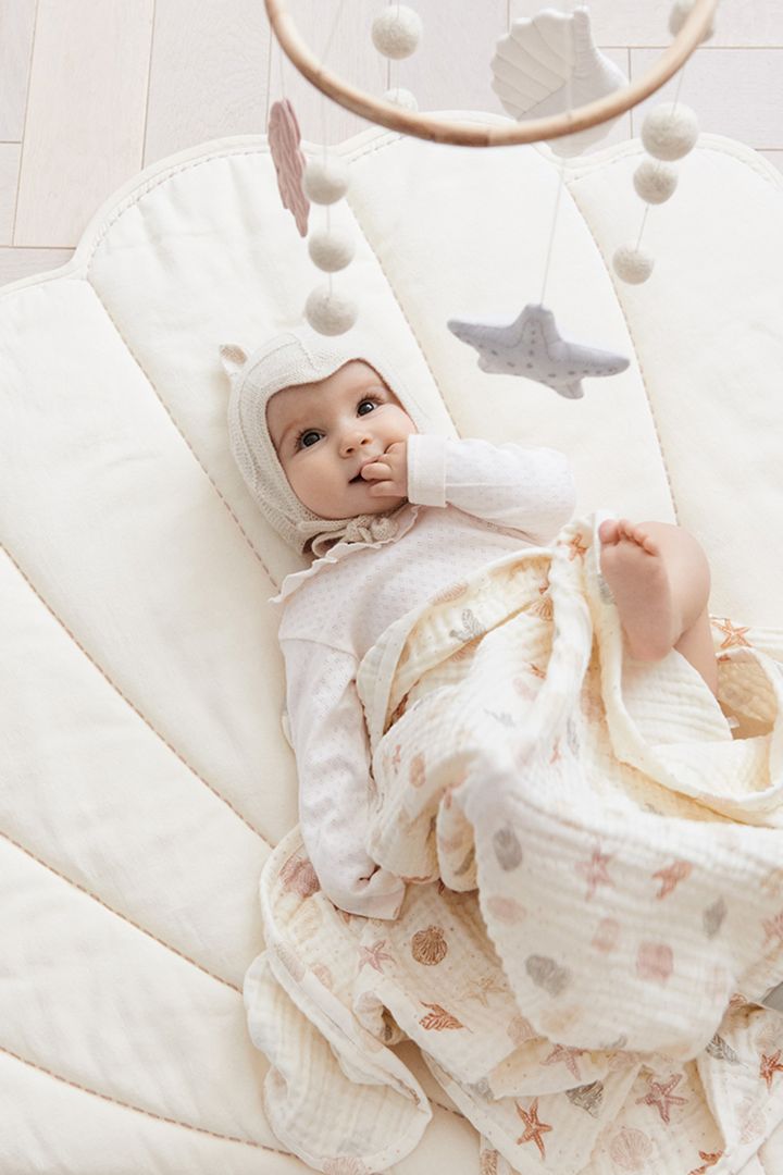 Organic Spielmatte und Krabbeldecke Muschel altrose