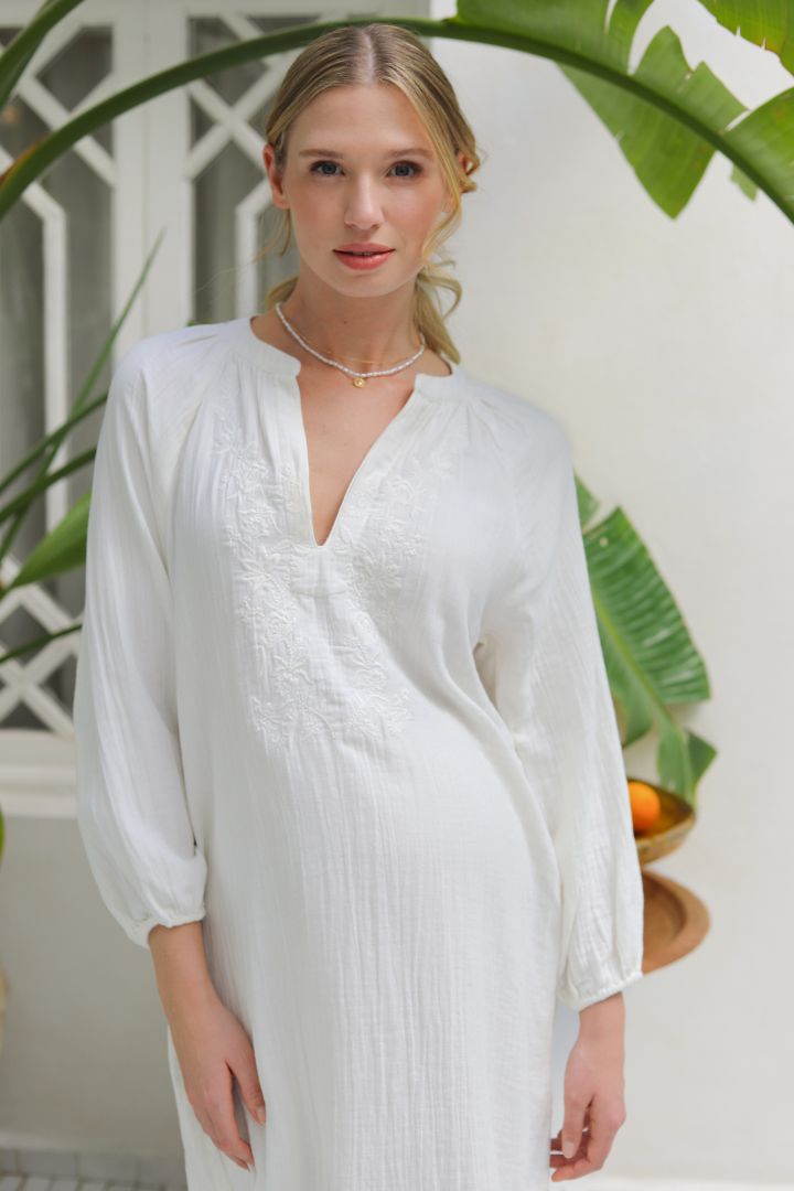 Double Cotton Boho Umstandskleid